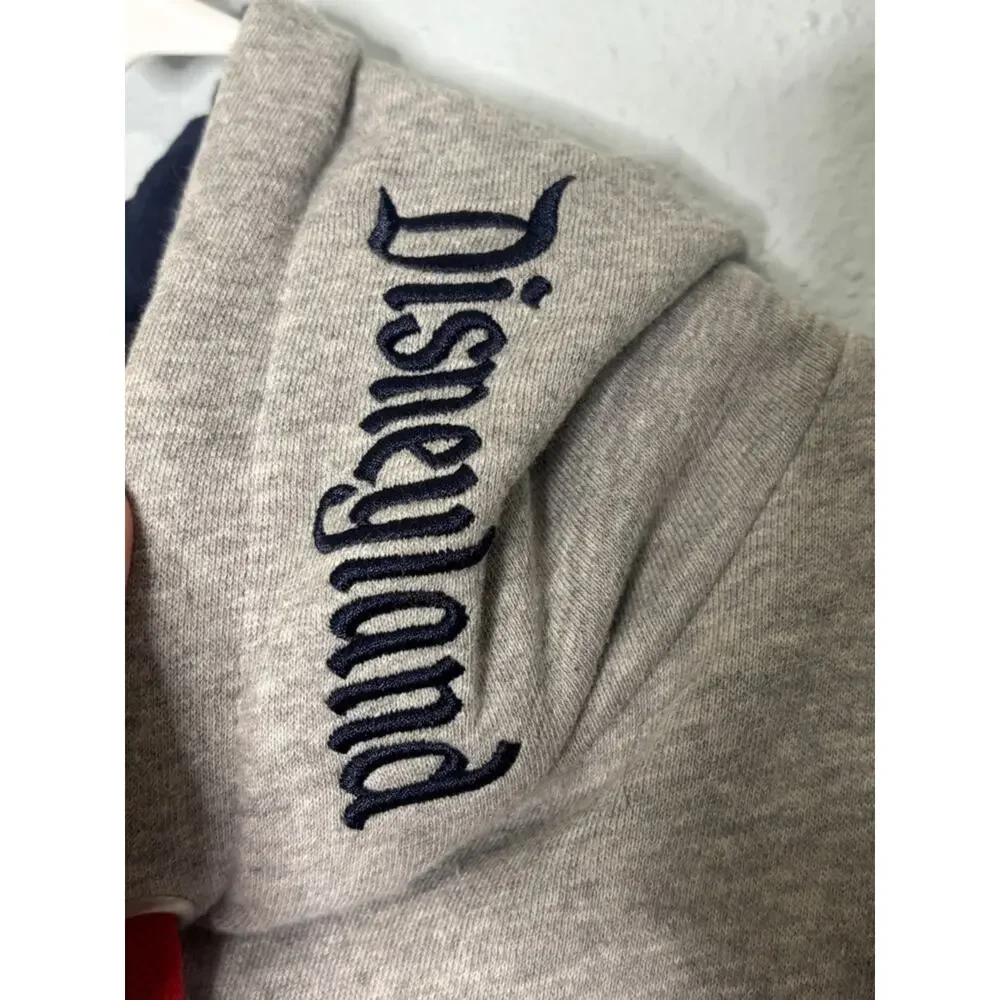 Disney Varsity Patch Classic Mickey Disneyland Hoodie Sweatshirt Gray Navy M